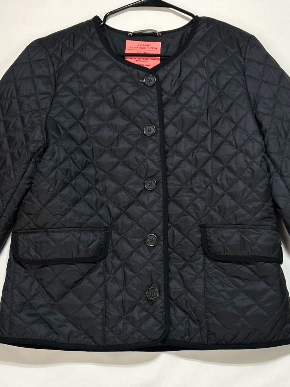 J.Crew Quilted Lightweight Lady Jacket; Size 10; Black; Button Closure; Pockets